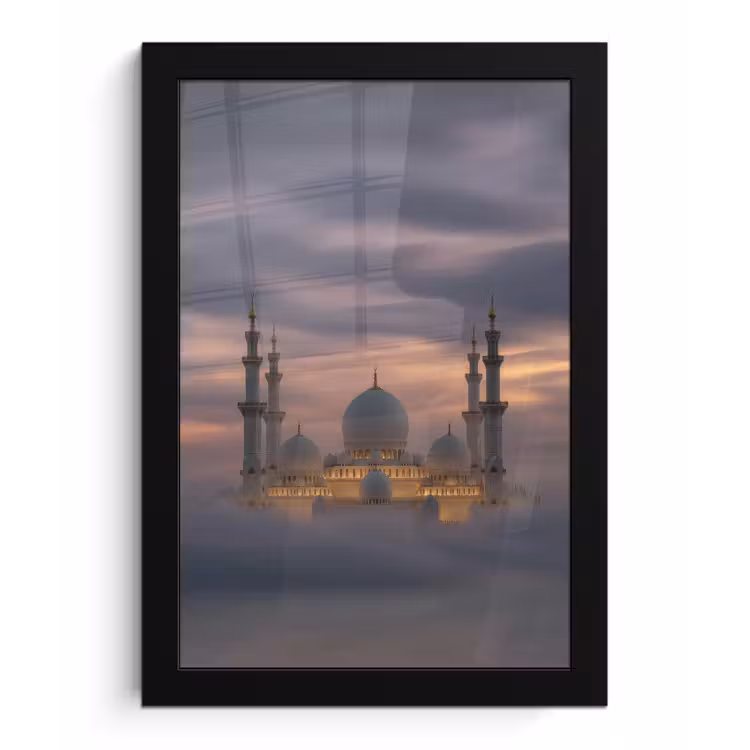 Zonsondergang - Moskee - Wolken fotolijst zwart zonder passe partout klein -3d