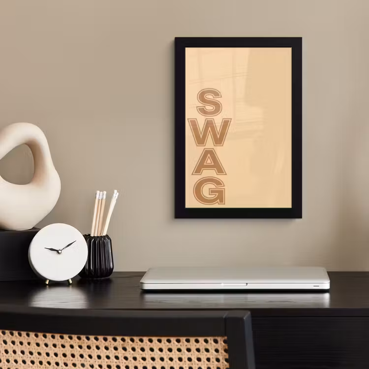 Swag - Bruin - Beige fotolijst zwart zonder passe partout klein -sfeer1