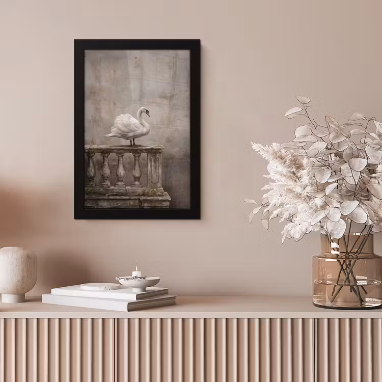 Zwaan - Elegant - Dieren - Wit fotolijst zwart zonder passe partout klein -sfeer5