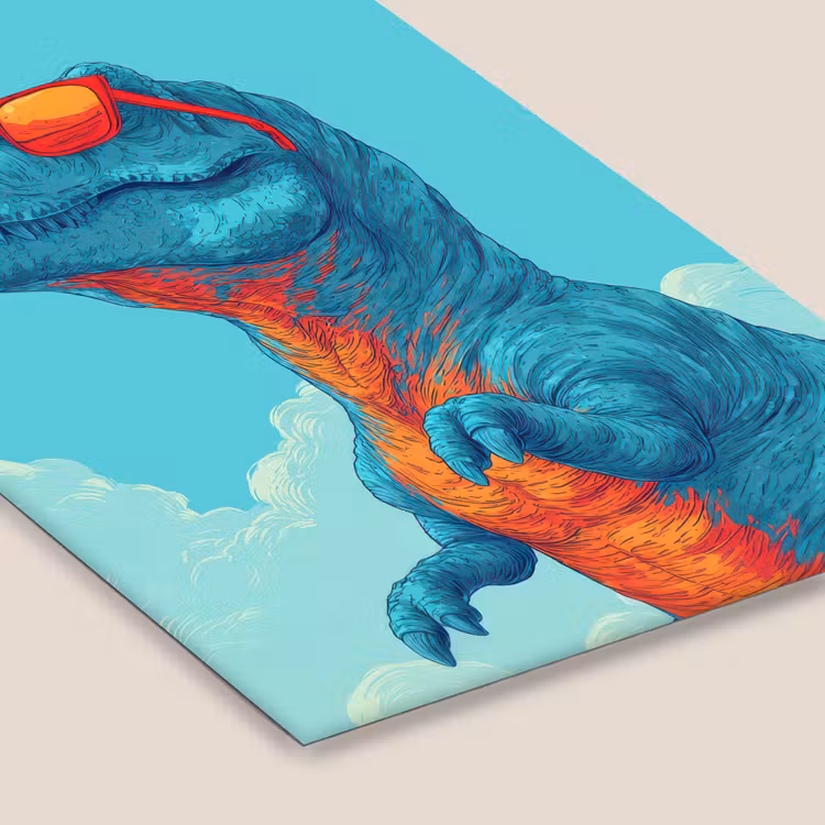T-Rex - Blauw - Wolken - Zonnebril fotolijst zwart zonder passe partout klein -zsfeer6