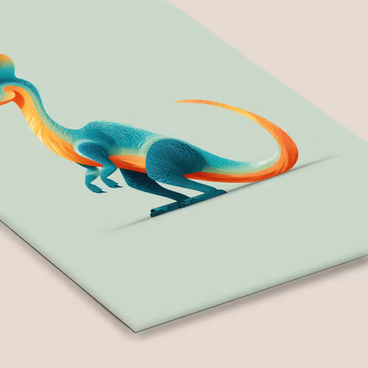 Staart - Dino - Minimalistisch - Blauw fotolijst zwart zonder passe partout klein -zsfeer6