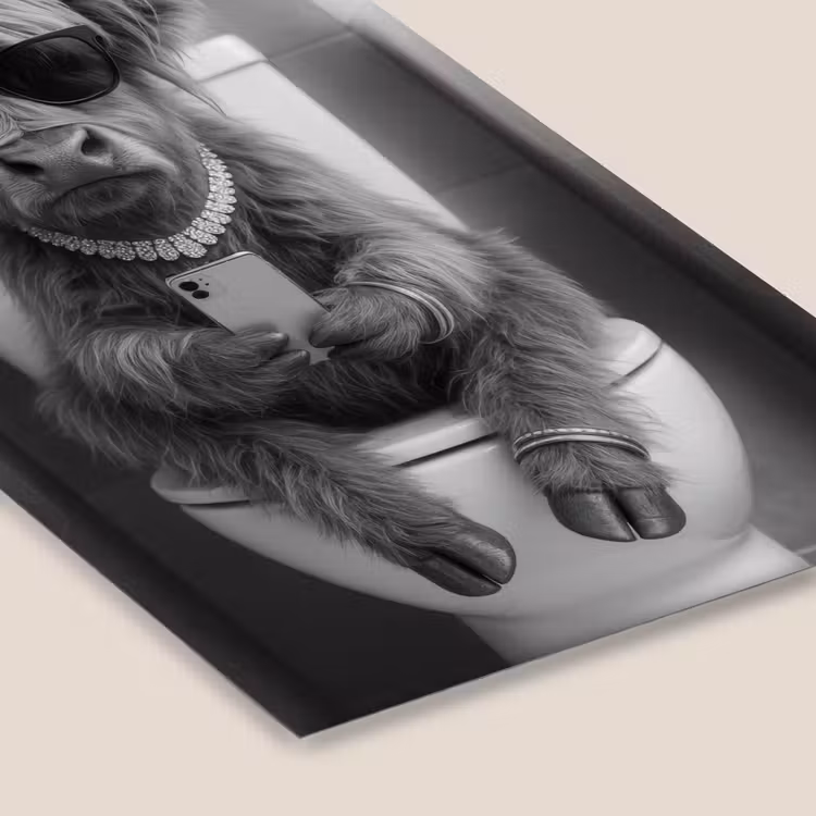 Stier - Telefoon - Toilet - Zwart - Wit fotolijst zwart zonder passe partout klein -zsfeer6