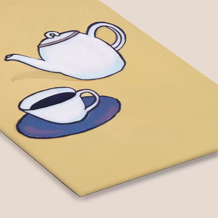 Theepot - Kopje - Beige - Illustratie fotolijst zwart zonder passe partout klein -zsfeer6