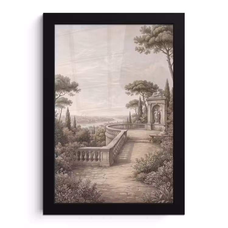 Terras - Stad - Uitzicht - Rivier fotolijst zwart zonder passe partout klein -3d