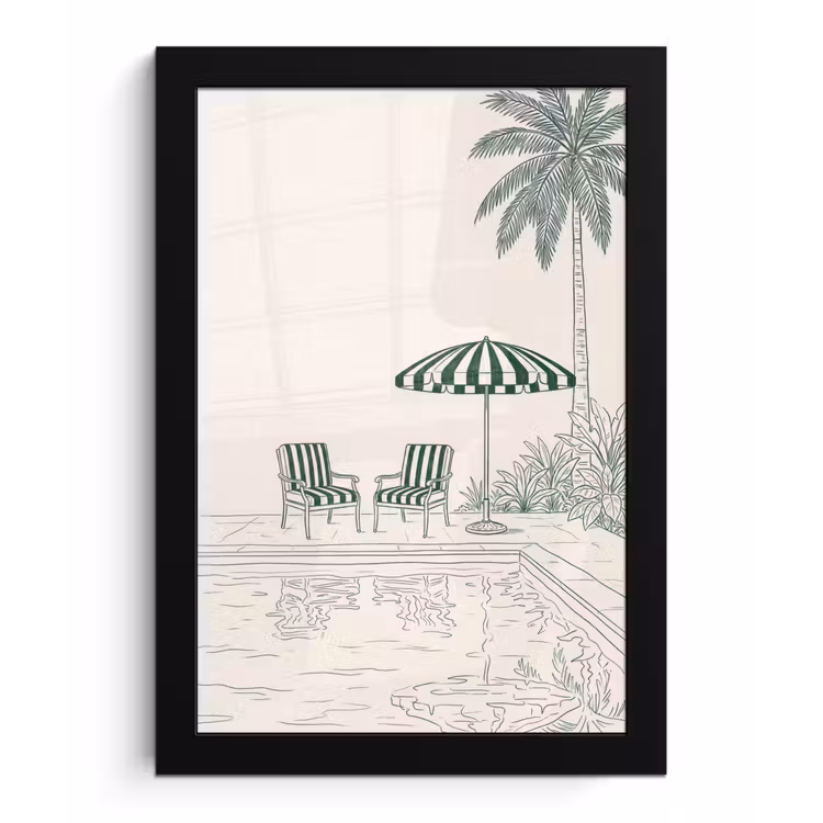 Terras - Illustratie - Groen fotolijst zwart zonder passe partout klein -3d