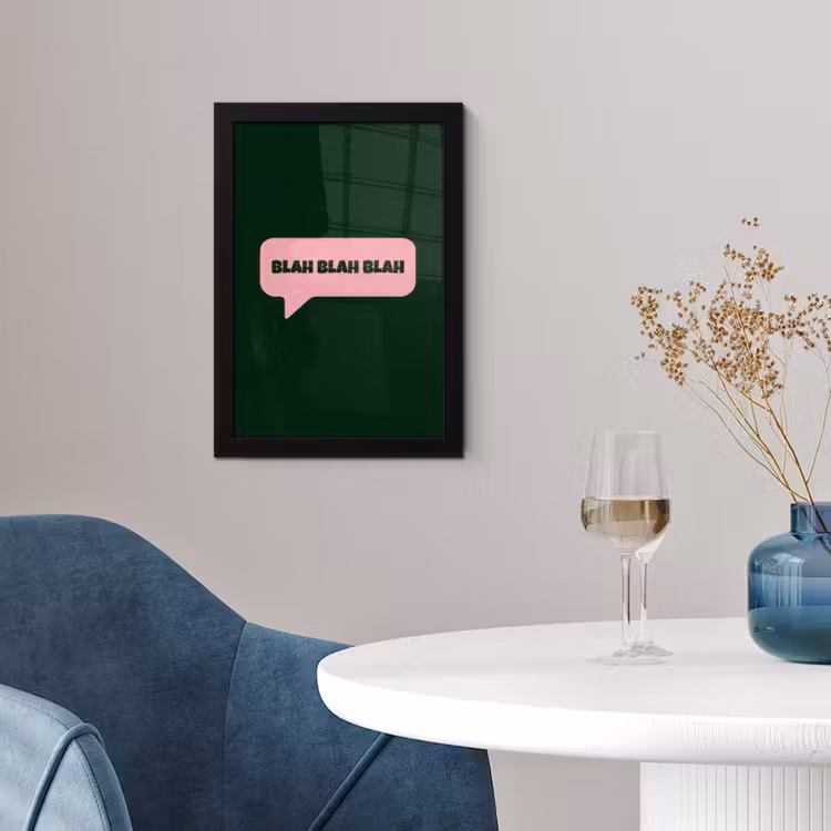 Tekstwolk - BLAH BLAH BLAH - Roze fotolijst zwart zonder passe partout klein -sfeer4