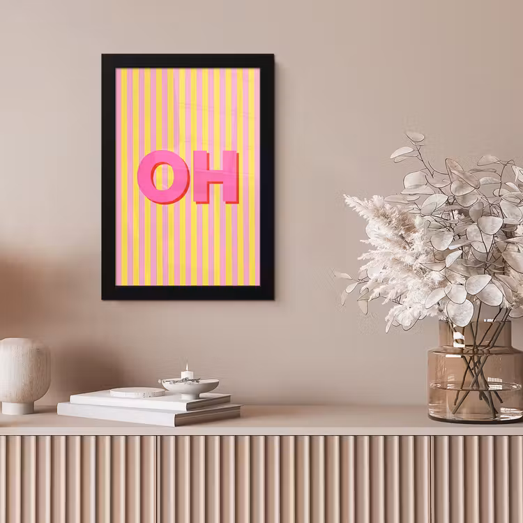 Tekst - Strepen - Roze fotolijst zwart zonder passe partout klein -sfeer5
