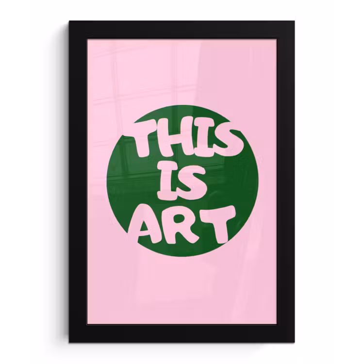 This is art - Tekst - Cirkel - Groen fotolijst zwart zonder passe partout klein -3d