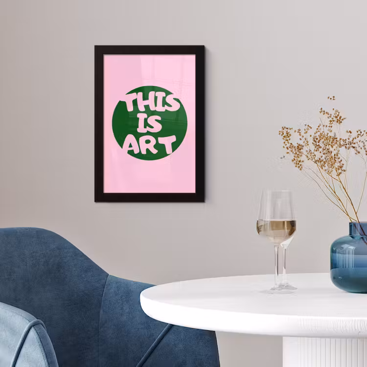 This is art - Tekst - Cirkel - Groen fotolijst zwart zonder passe partout klein -sfeer4