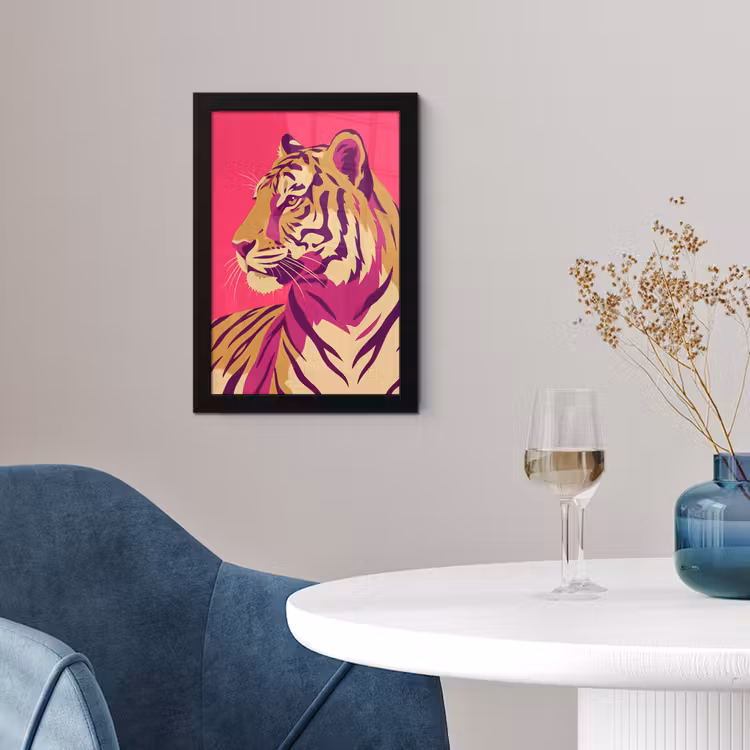 Tijger - Modern - Neon fotolijst zwart zonder passe partout klein -sfeer4