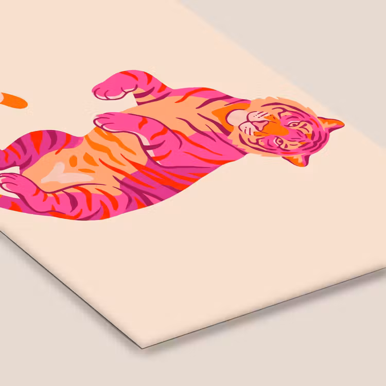 Tijger - Roze - Oranje fotolijst zwart zonder passe partout klein -zsfeer6