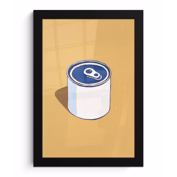 Blikje - Minimalistisch - Blauw - Illustratie fotolijst zwart zonder passe partout klein -3d