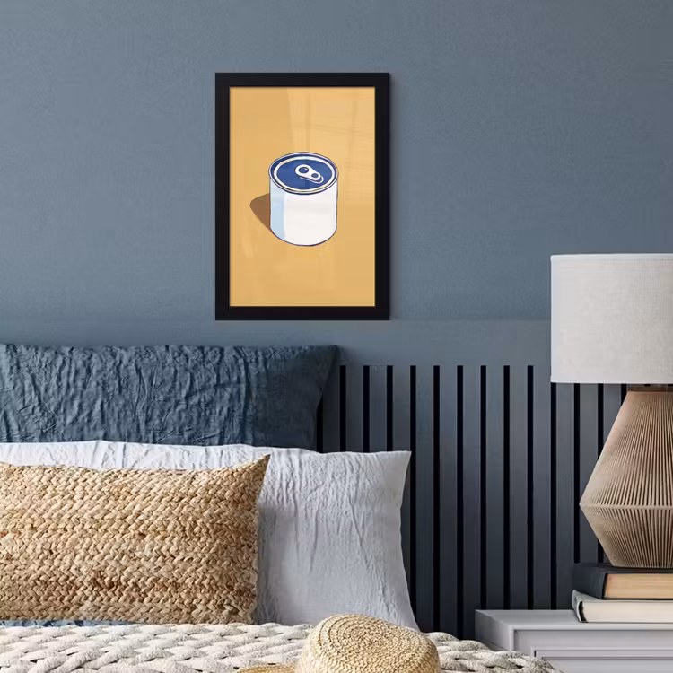 Blikje - Minimalistisch - Blauw - Illustratie fotolijst zwart zonder passe partout klein -sfeer3