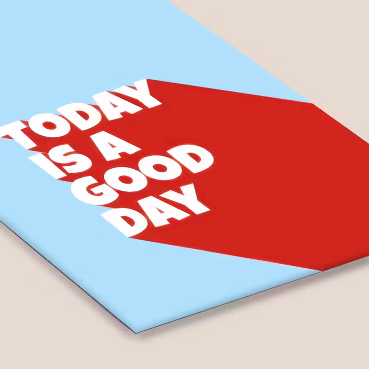Today is a good day - Rood - lichtblauw fotolijst zwart zonder passe partout klein -zsfeer6