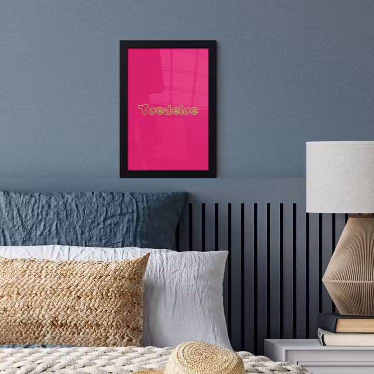 Toedeloe - Groen - Roze fotolijst zwart zonder passe partout klein -sfeer3