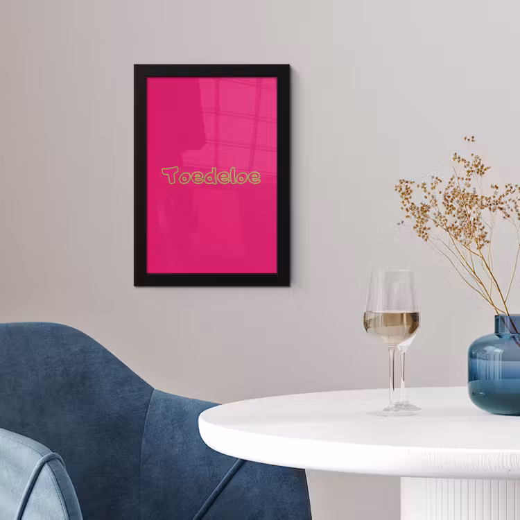 Toedeloe - Groen - Roze fotolijst zwart zonder passe partout klein -sfeer4