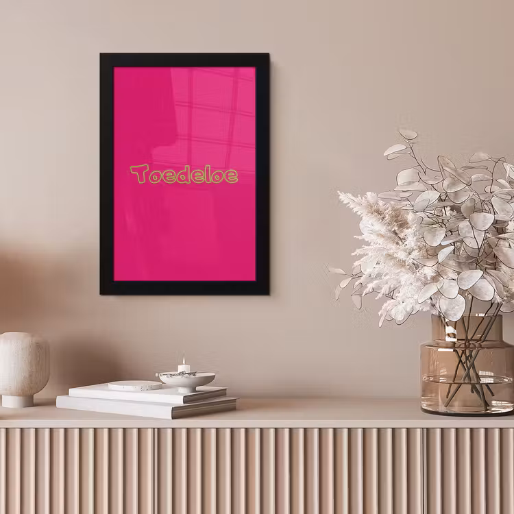 Toedeloe - Groen - Roze fotolijst zwart zonder passe partout klein -sfeer5