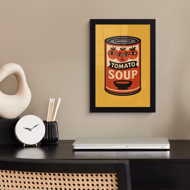 Tomatensoep - Gezichtje - Illustratie - Rood fotolijst zwart zonder passe partout klein -sfeer1