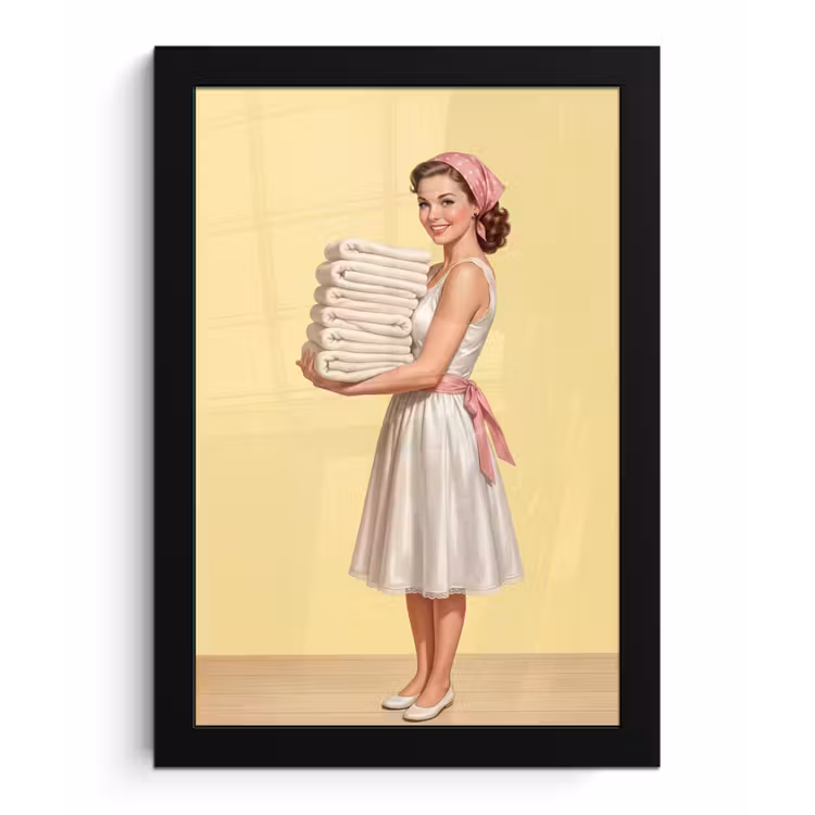Handdoeken - Vrouw - Jurk - Roze fotolijst zwart zonder passe partout klein -3d