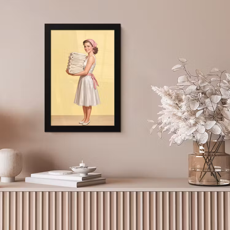 Handdoeken - Vrouw - Jurk - Roze fotolijst zwart zonder passe partout klein -sfeer5