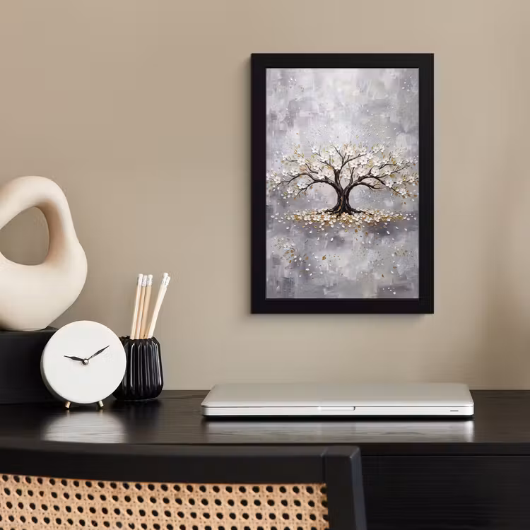 Boom - Bloemen - Natuur - Abstract - Wit fotolijst zwart zonder passe partout klein -sfeer1
