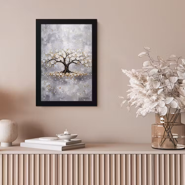 Boom - Bloemen - Natuur - Abstract - Wit fotolijst zwart zonder passe partout klein -sfeer5