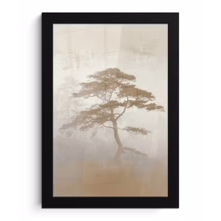 Boom - Oosterse stijl - Landschap fotolijst zwart zonder passe partout klein -3d
