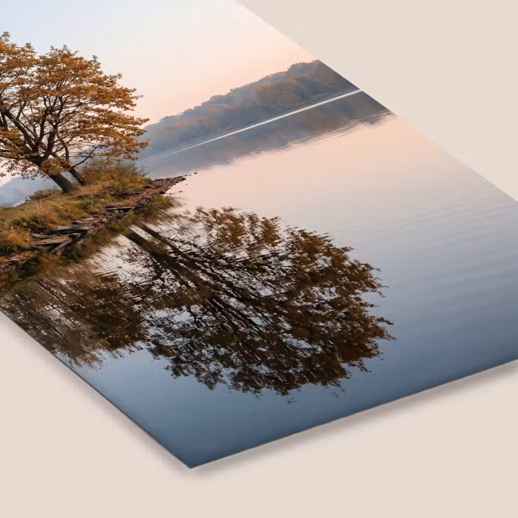 Bomen - Reflectie - Water - Zonsopgang - Serene fotolijst zwart zonder passe partout klein -zsfeer6