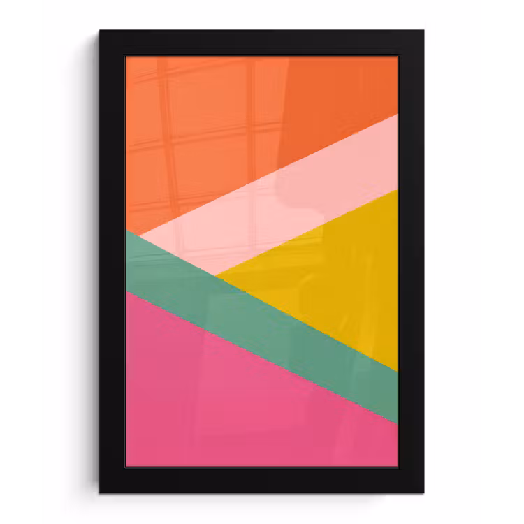 Driehoeken - Kleurrijk - Abstract fotolijst zwart zonder passe partout klein -3d
