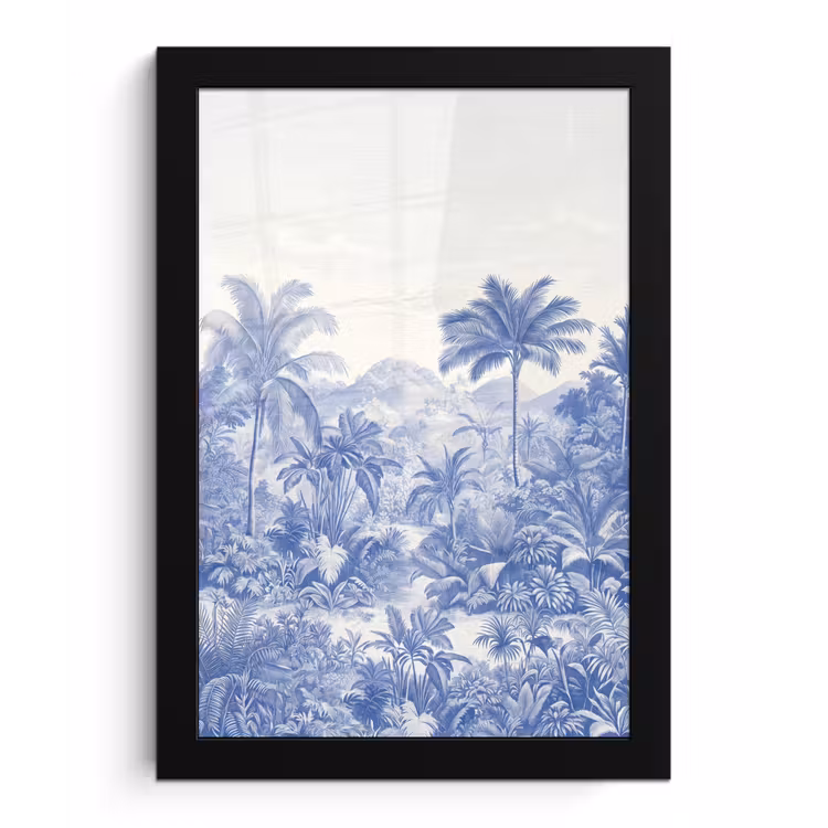 Tropisch - Jungle - Blauw fotolijst zwart zonder passe partout klein -3d