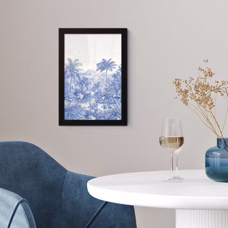 Tropisch - Jungle - Blauw fotolijst zwart zonder passe partout klein -sfeer4