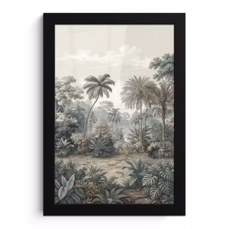 Tropisch - Landschap - Illustratie fotolijst zwart zonder passe partout klein -3d
