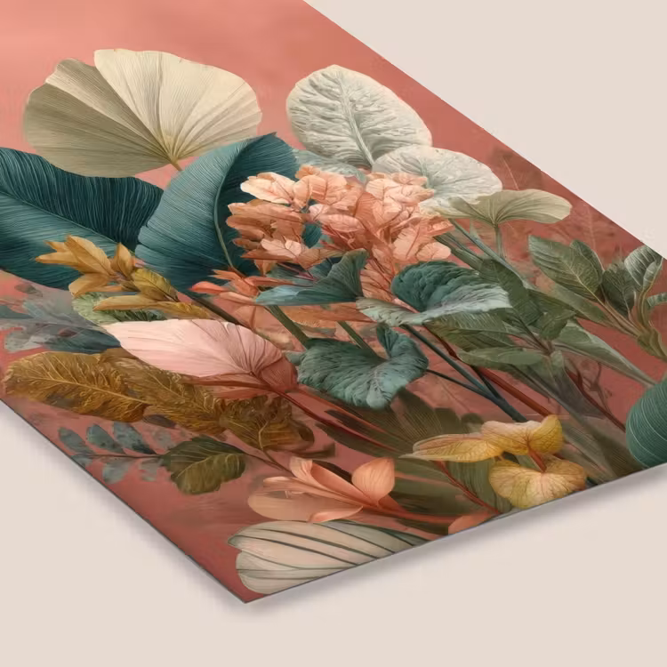 Tropische bladeren - Bloemen - Roze - groen fotolijst zwart zonder passe partout klein -zsfeer6