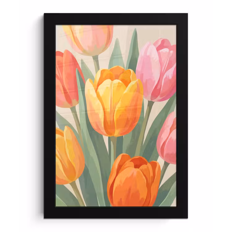 Tulpen - Abstract - Kleurrijk fotolijst zwart zonder passe partout klein -3d