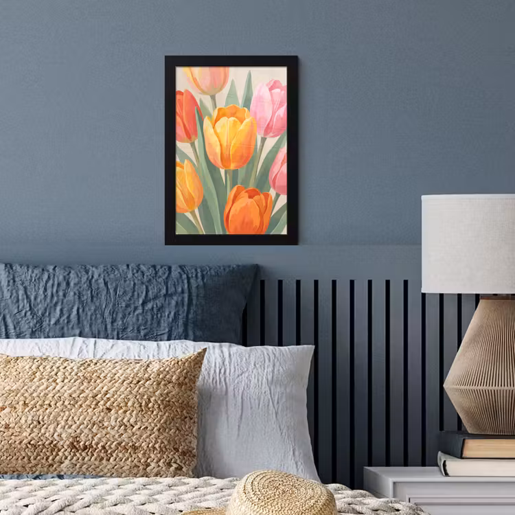 Tulpen - Abstract - Kleurrijk fotolijst zwart zonder passe partout klein -sfeer3