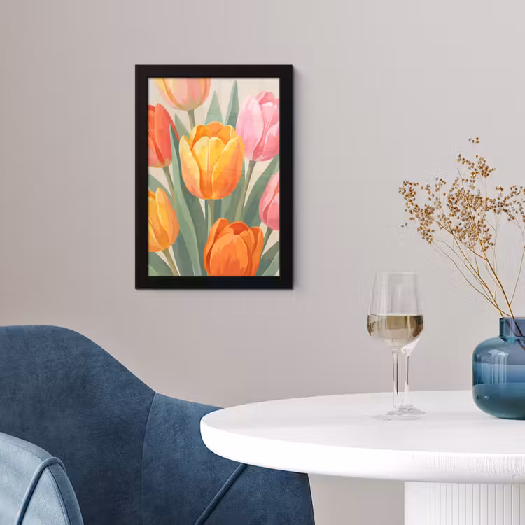 Tulpen - Abstract - Kleurrijk fotolijst zwart zonder passe partout klein -sfeer4