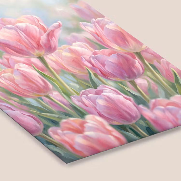 Tulpen - Veld - Lente - Roze fotolijst zwart zonder passe partout klein -zsfeer6