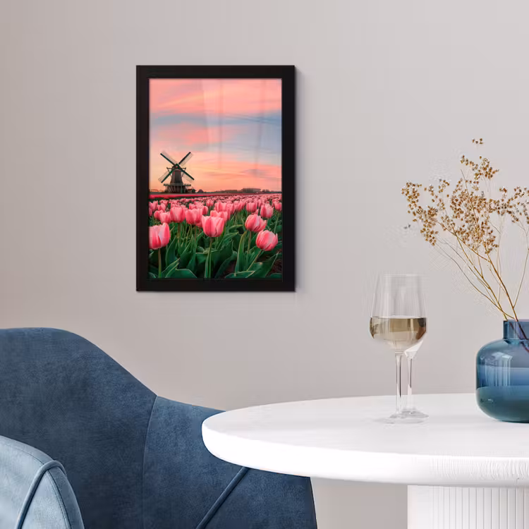 Tulpen - Molen - Nederland fotolijst zwart zonder passe partout klein -sfeer4