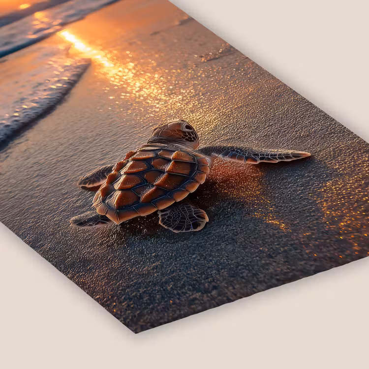 Schildpad - strand - Zonsondergang fotolijst zwart zonder passe partout klein -zsfeer6