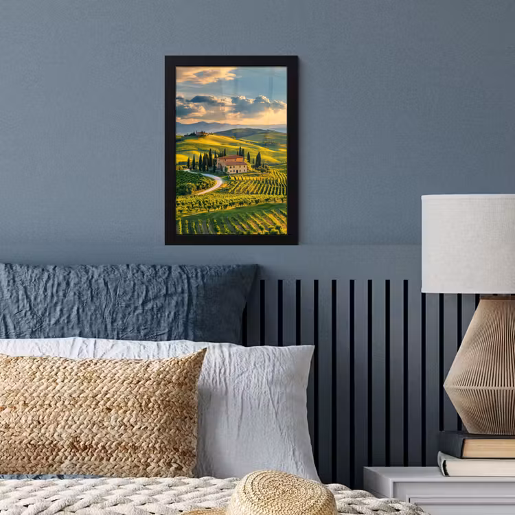 Toscane - Landschap - Wijngaarden fotolijst zwart zonder passe partout klein -sfeer3