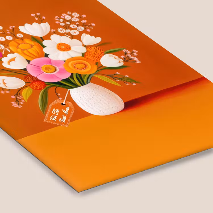 Vaas - Bloemen - Oranje fotolijst zwart zonder passe partout klein -zsfeer6