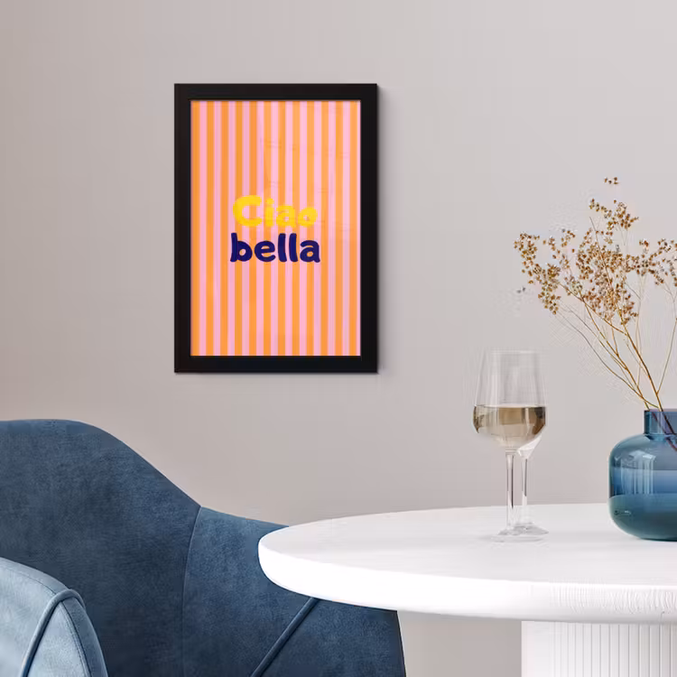 Verticaal - Strepen - Oranje - Ciao bella fotolijst zwart zonder passe partout klein -sfeer4