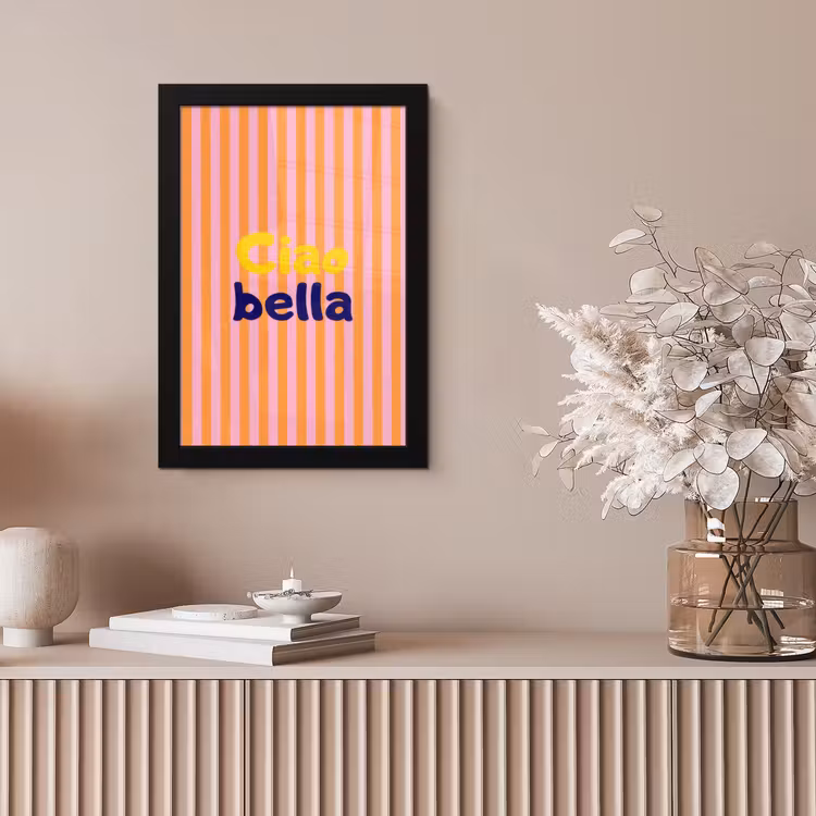 Verticaal - Strepen - Oranje - Ciao bella fotolijst zwart zonder passe partout klein -sfeer5