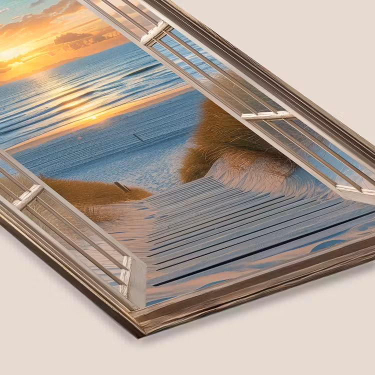 Doorkijk - Strand - Pad - Zonsondergang fotolijst zwart zonder passe partout klein -zsfeer6