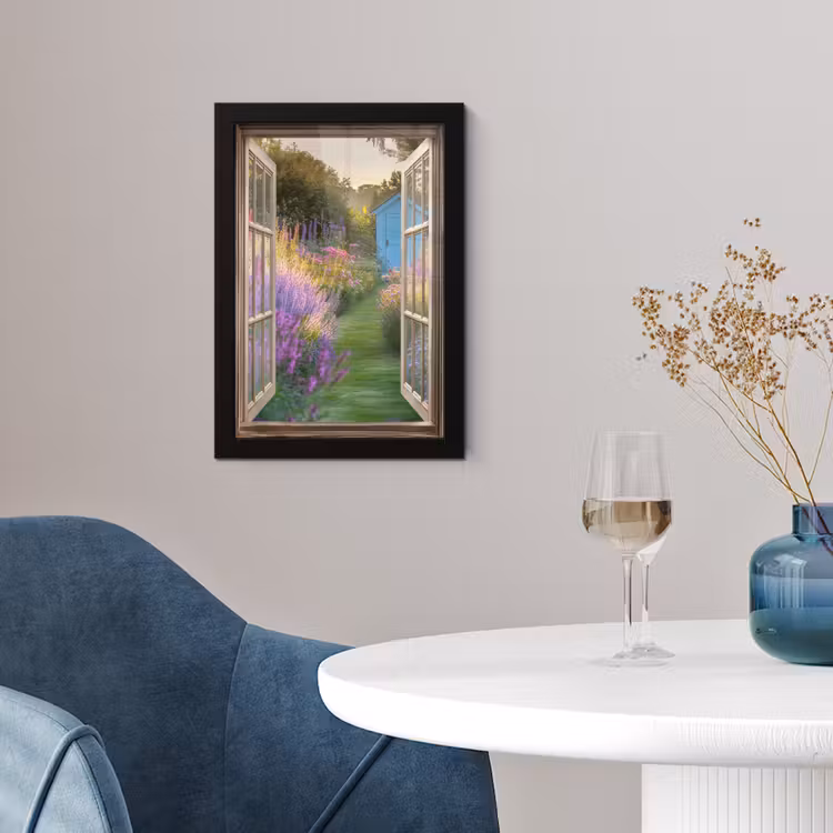Doorkijk - Bloemen - Raam - Natuur fotolijst zwart zonder passe partout klein -sfeer4