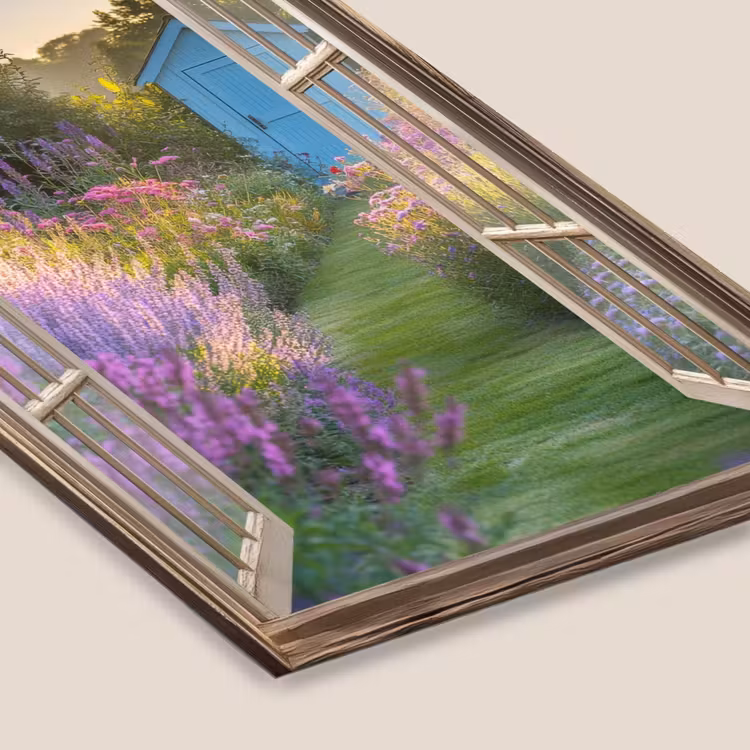 Doorkijk - Bloemen - Raam - Natuur fotolijst zwart zonder passe partout klein -zsfeer6