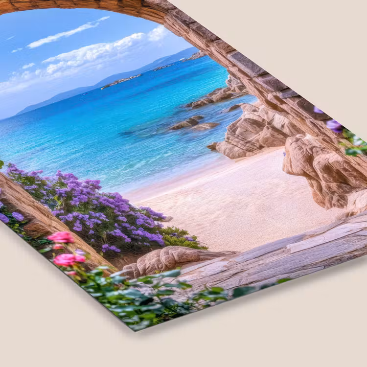 Doorkijk - Poort - Zee - Strand - Rotsen fotolijst zwart zonder passe partout klein -zsfeer6