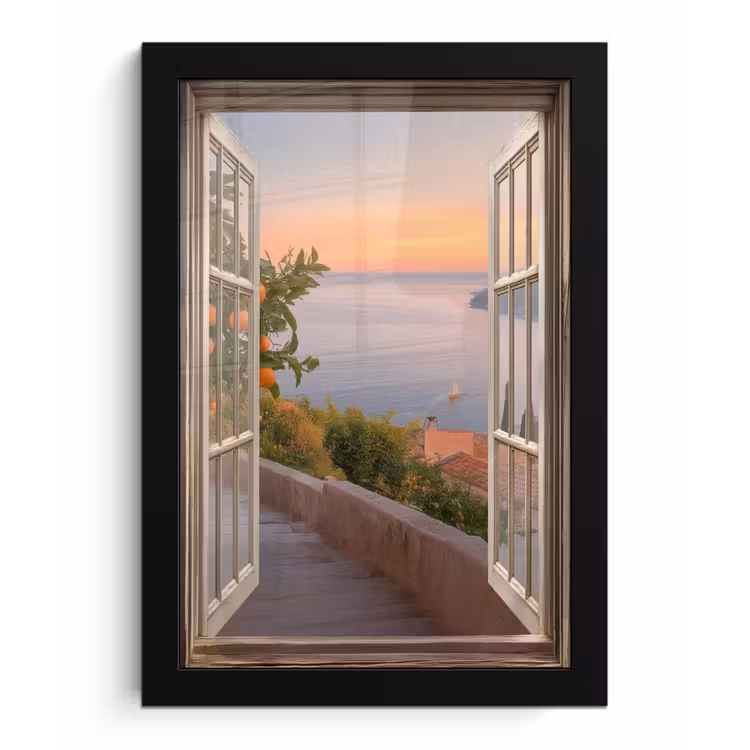 Doorkijk - Uitzicht - Meer - Landschap fotolijst zwart zonder passe partout klein -3d