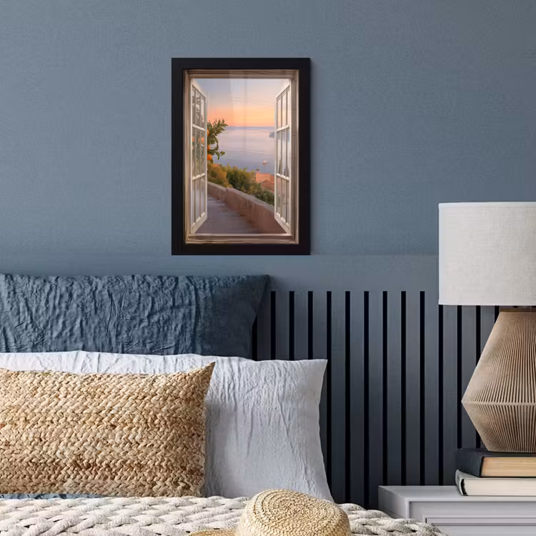 Doorkijk - Uitzicht - Meer - Landschap fotolijst zwart zonder passe partout klein -sfeer3