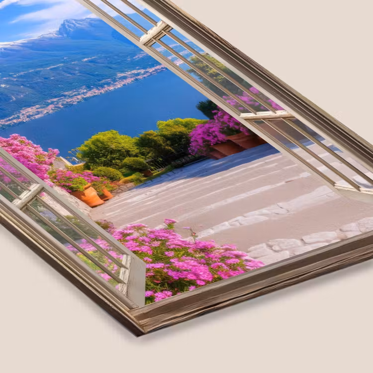 Doorkijk - Berg - Landschap - Uitzicht - Meer fotolijst zwart zonder passe partout klein -zsfeer6